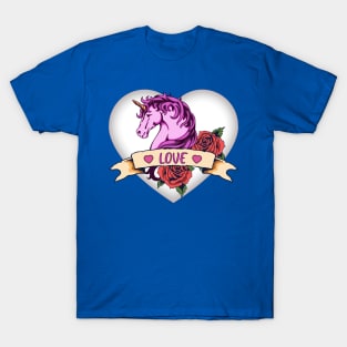 Unicorn Love With A Big Heart T-Shirt